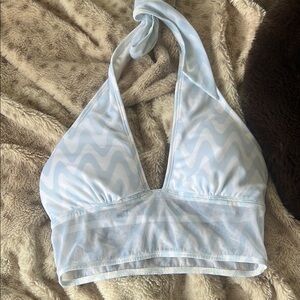 Garage Light Blue Zigzag Crop Top